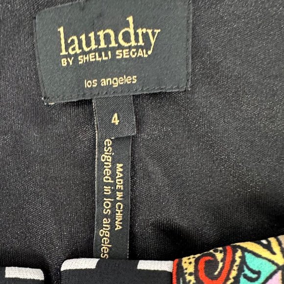 Laundry By Shelli Segal  Shift Dress Pullover Sz 4 Multicolor 3/4th Wide Sleeves - Picture 3 of 14